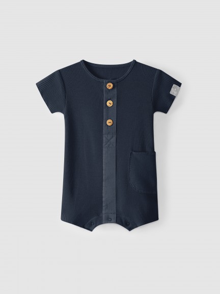 Organic ribbed cotton romper