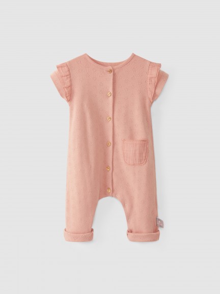 Overalls with picot heart pattern
