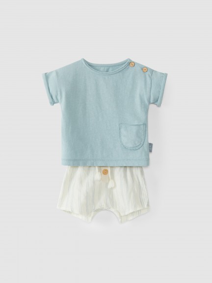 Kit  t-shirt e cales riscas