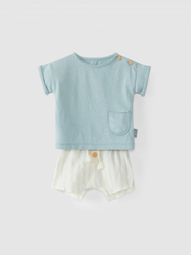 Kit  t-shirt e cales riscas