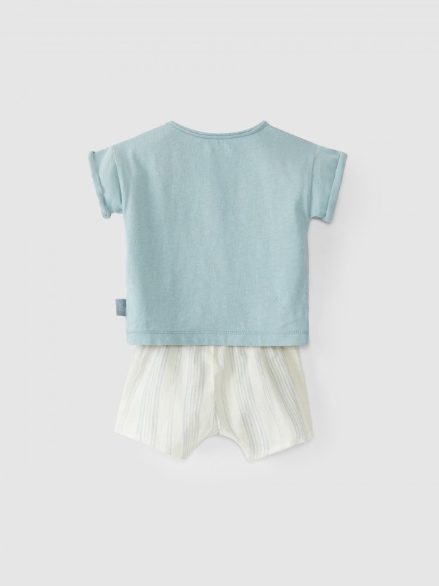 Kit  t-shirt e cales riscas