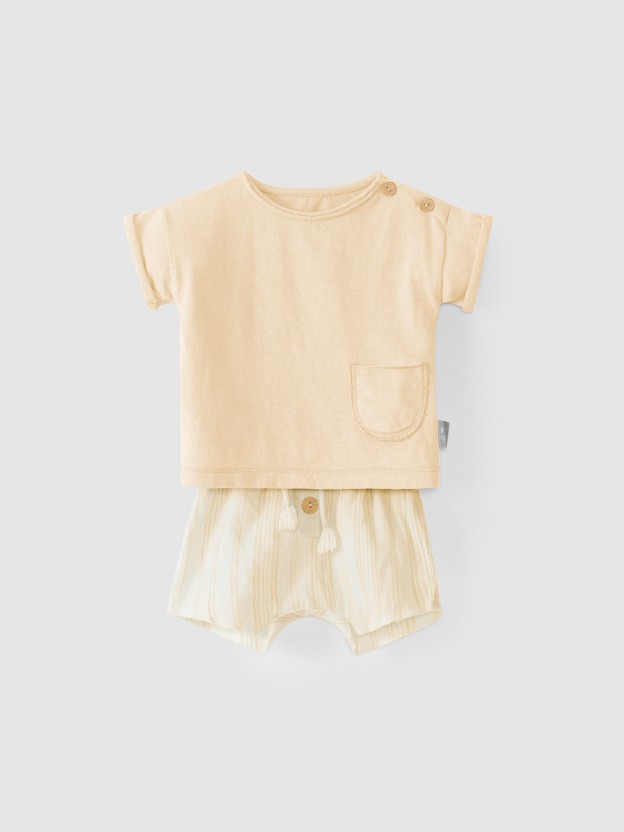 Kit  t-shirt e cales riscas