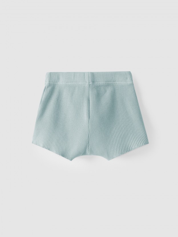 Conjunto dos pantalones cortos de algodón acanalado