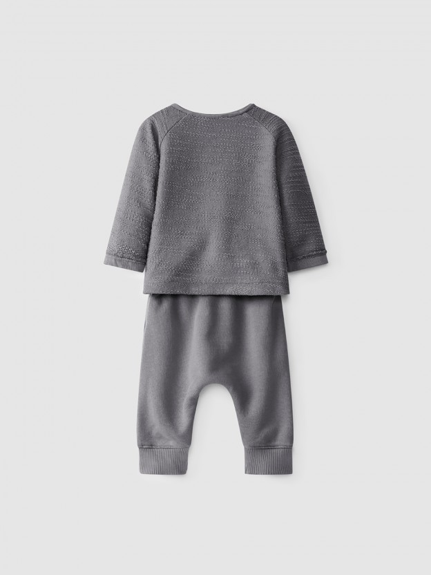 Kit sweat en peluche texture + pantalon