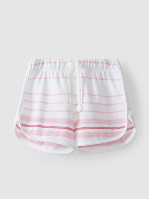 Striped piqué shorts