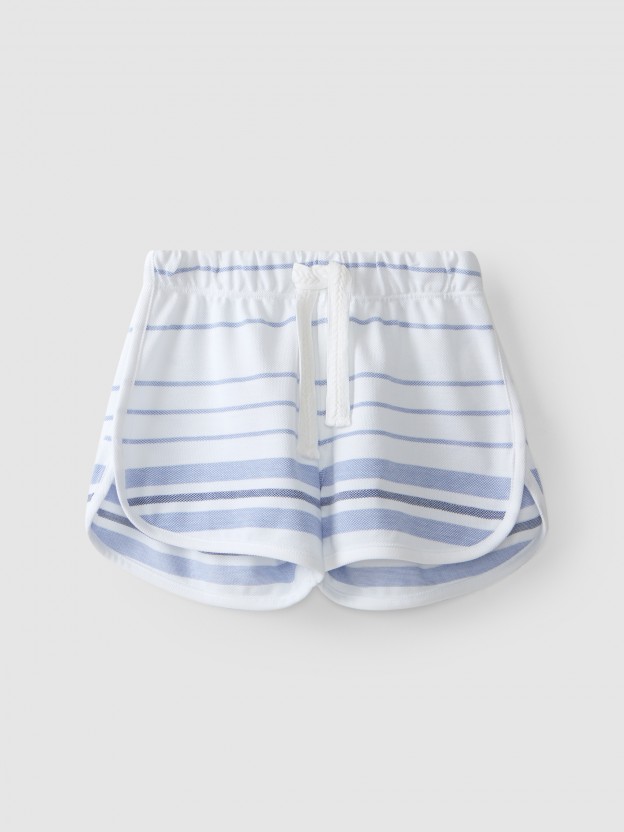 Striped piqué shorts