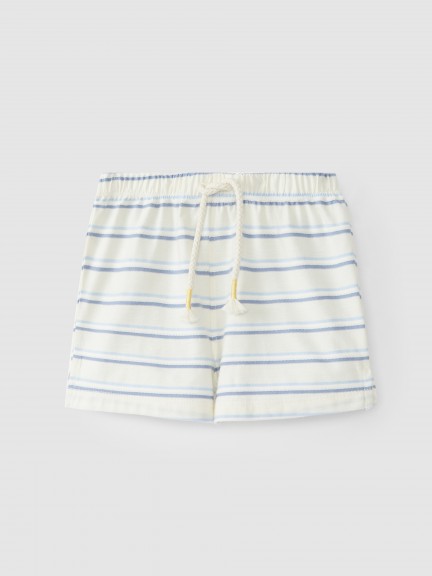Striped cotton pull-up shorts