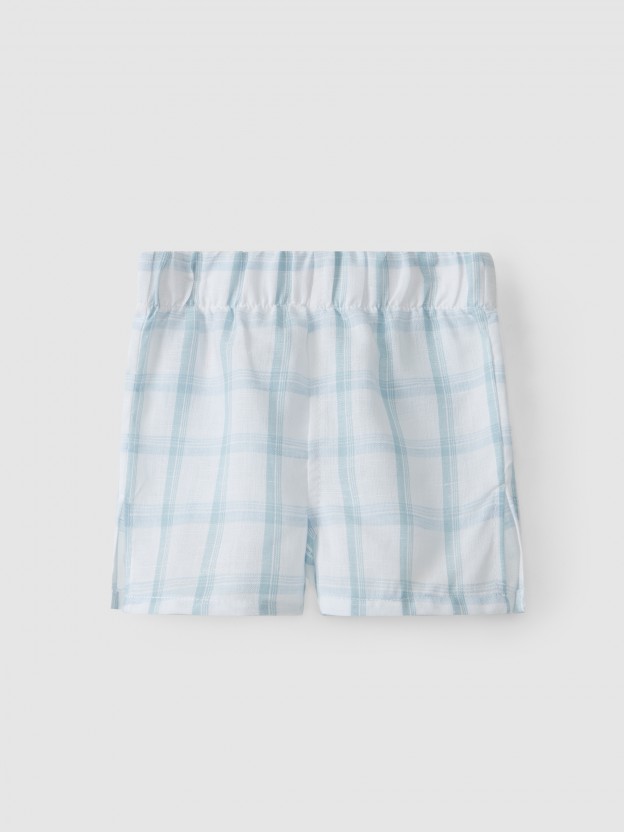 Plaid linen shorts