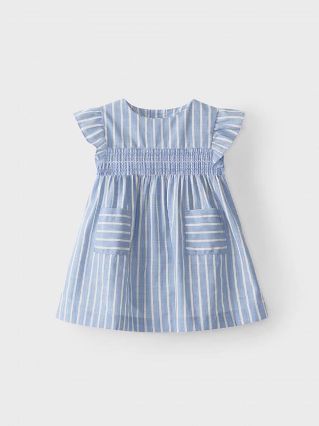 Vestido com bordado de smocks
