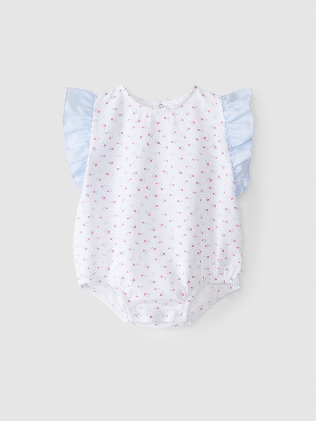 Patterned shortie with ruffled collar