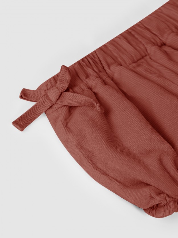 Micro-corduroy shorts with bows