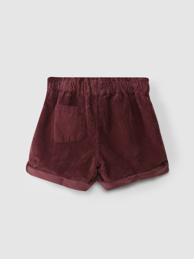 Pantalones cortos paper-bag de pana