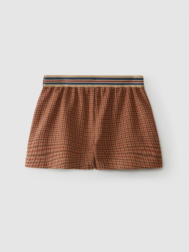 Pied poule jersey skirt-shorts