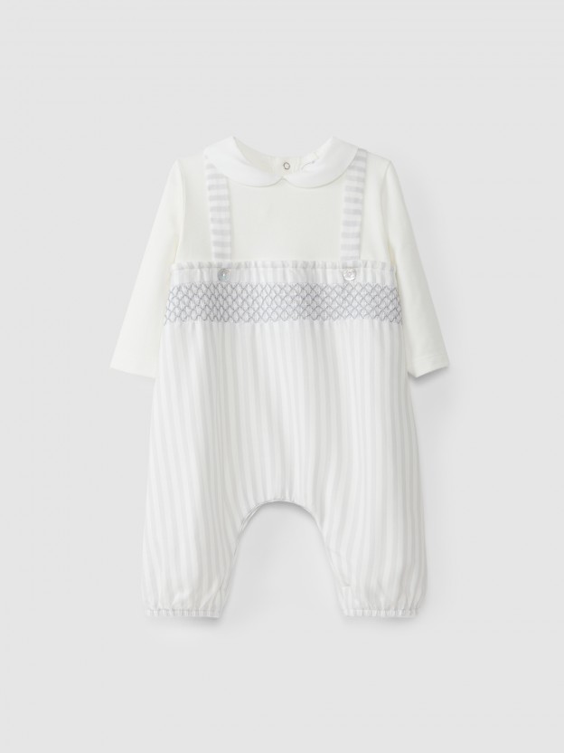 Two-in-one dungarees with smocking