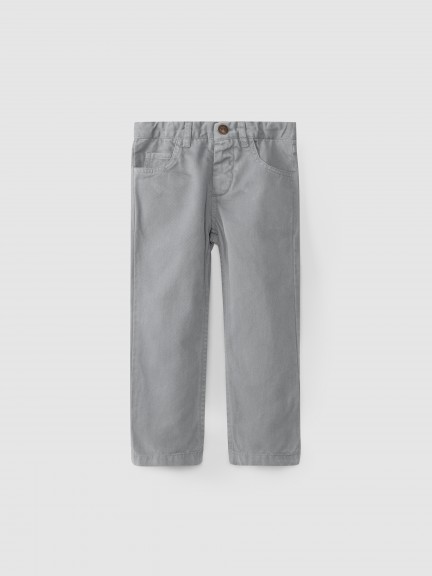 Twill pants with five pockets