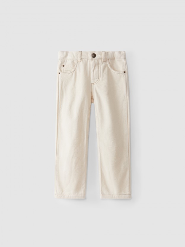 Carded twill pants with five pockets
