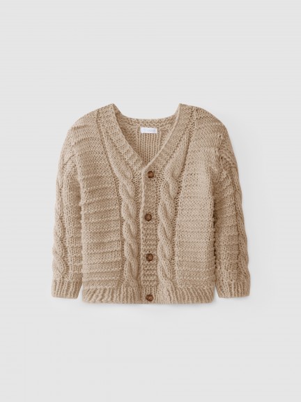 Cable knitted v-neck cardigan