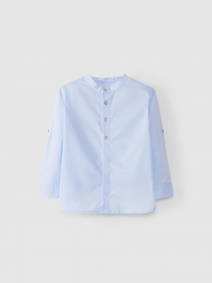 Cotton shirt with mandarin collar