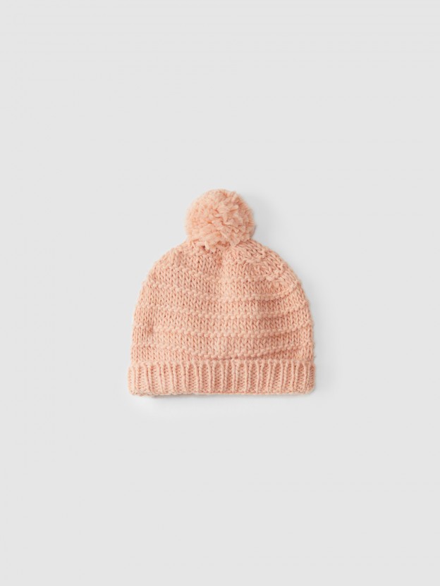 Knitted hat with pom-pom