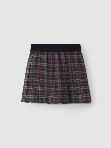 Pleated skirt with coloured elastic waist