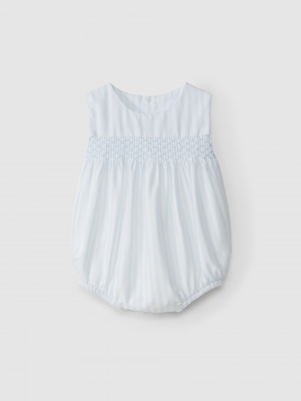 Striped shortie with smocking on the chest