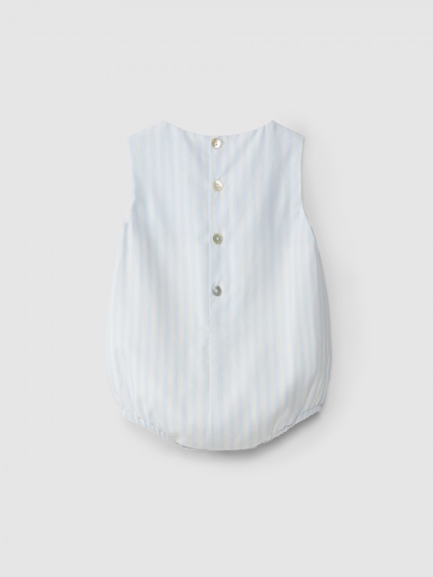 Striped shortie with smocking on the chest