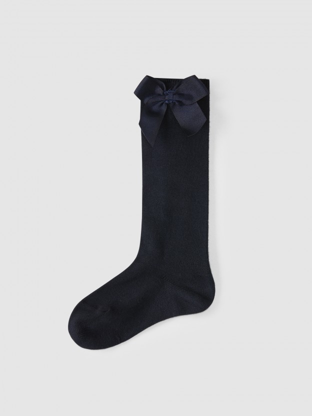 Grey Bow Knee High Socks 0-6m|6-12m 