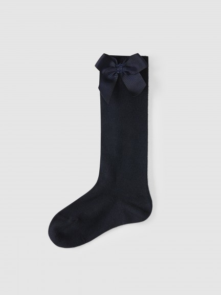 Knee-high socks with grossgrain side bow Cóndor