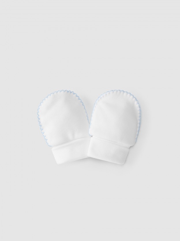 Luvas de algodo com detalhe de cor
