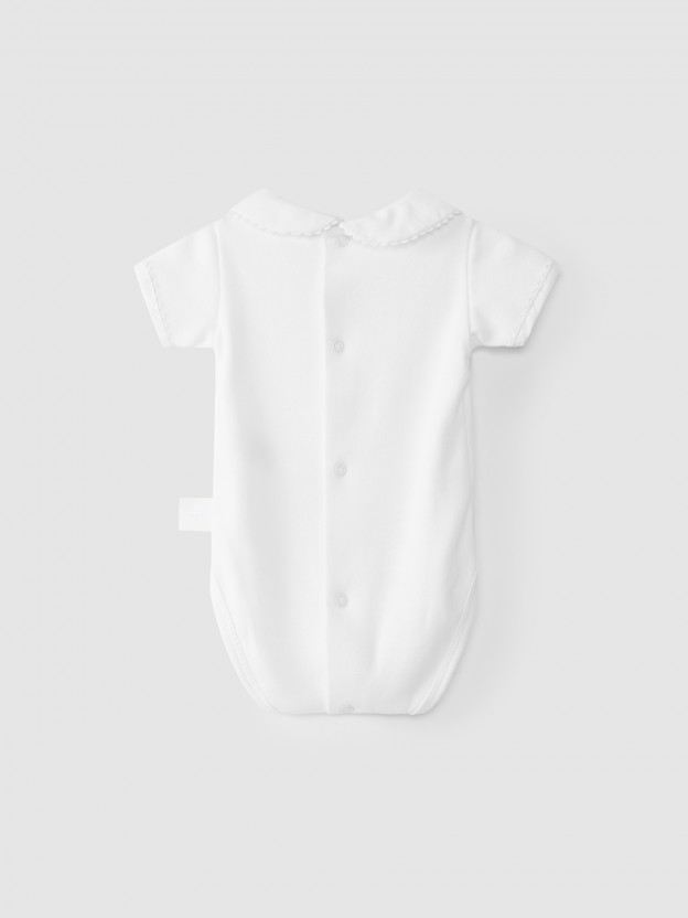 Short sleeve bodyvest with peter pan col