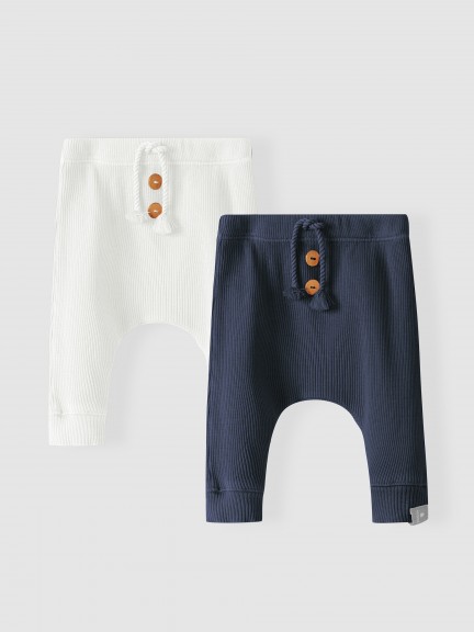 Set of two pants in ribbed cotton