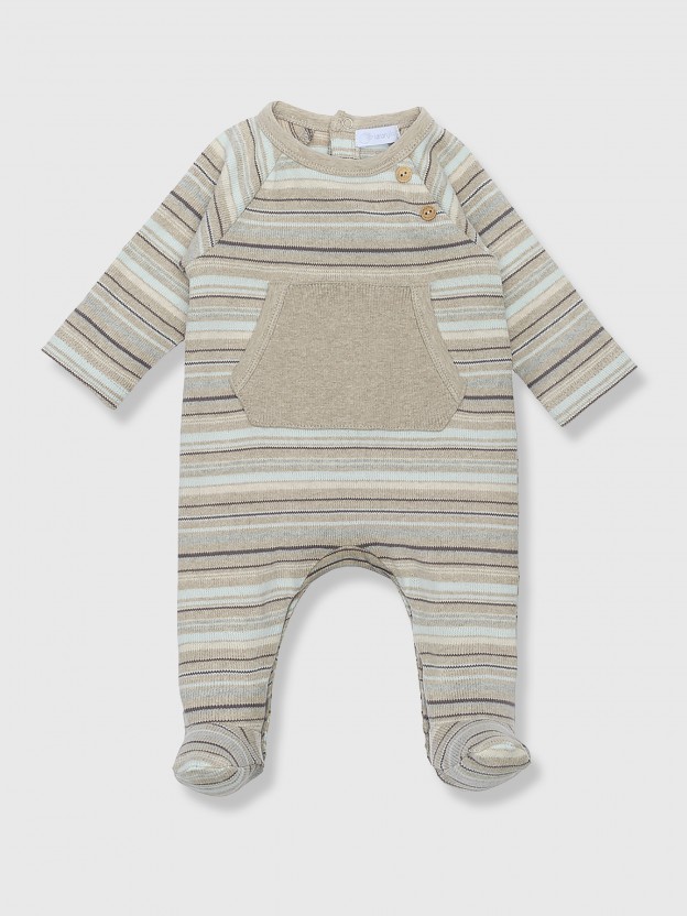 Knitted babygrow with pocket