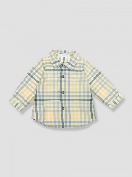 Plaid shirt with pointy collar