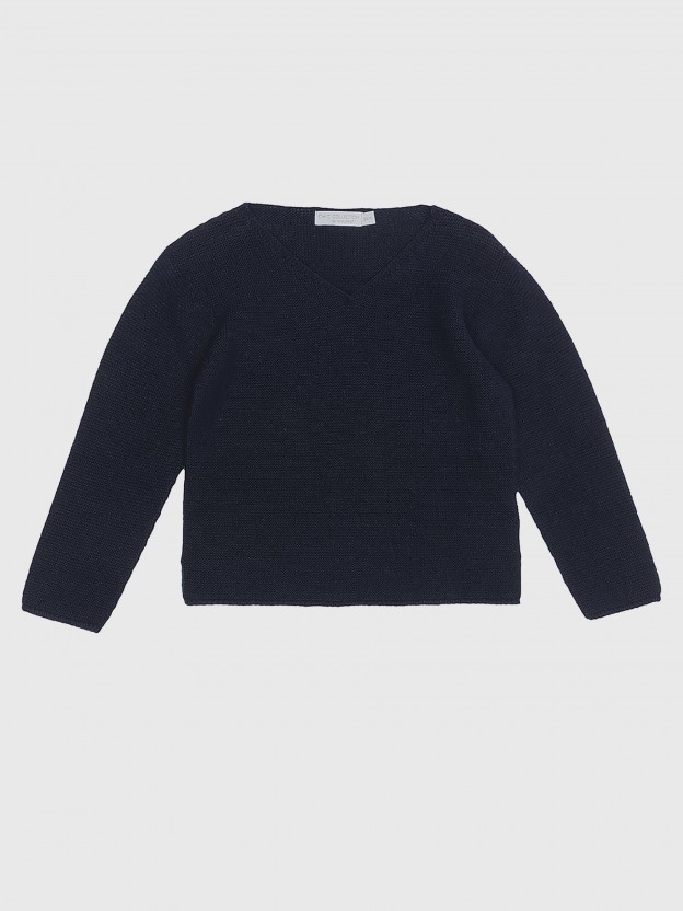 Knitted jumper with v-neck