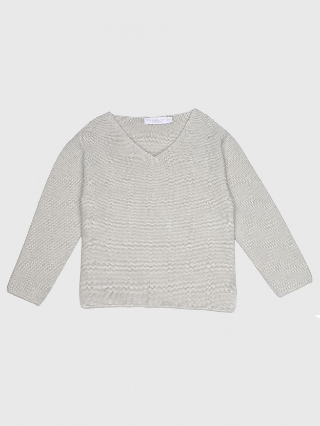 Knitted jumper with v-neck