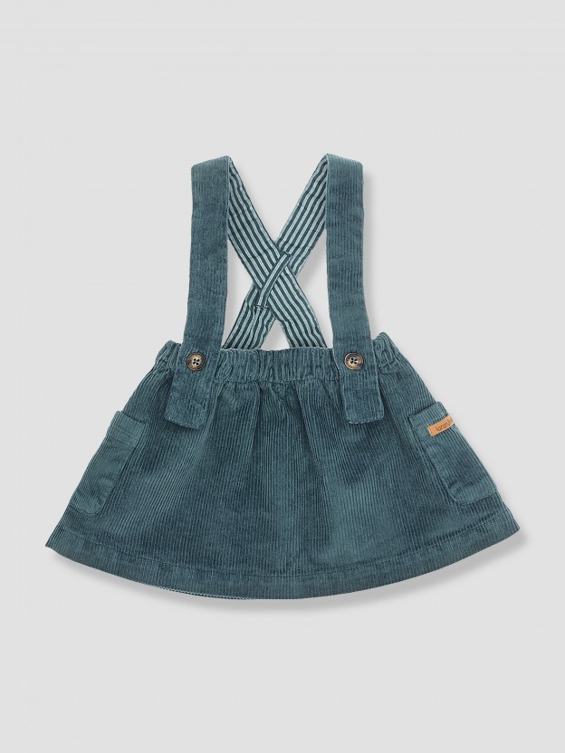 Corduroy skirt with straps