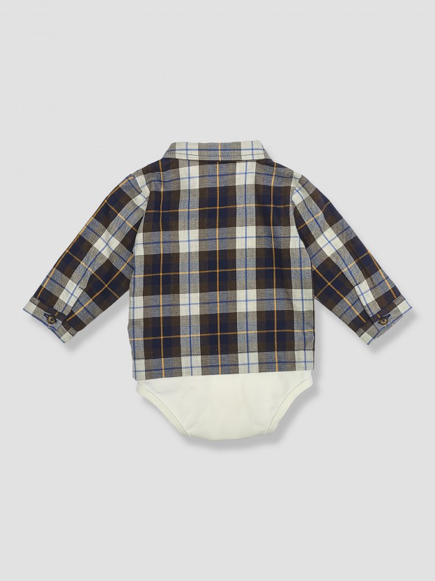 Blue and yellow plaid body-shirt