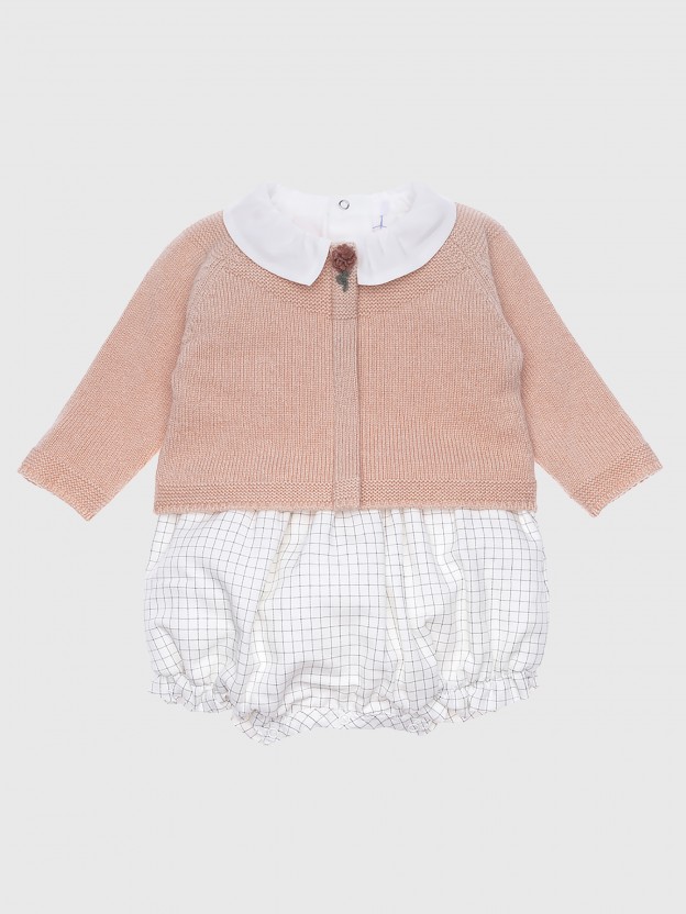 Ensemble barboteuse et pull tricot