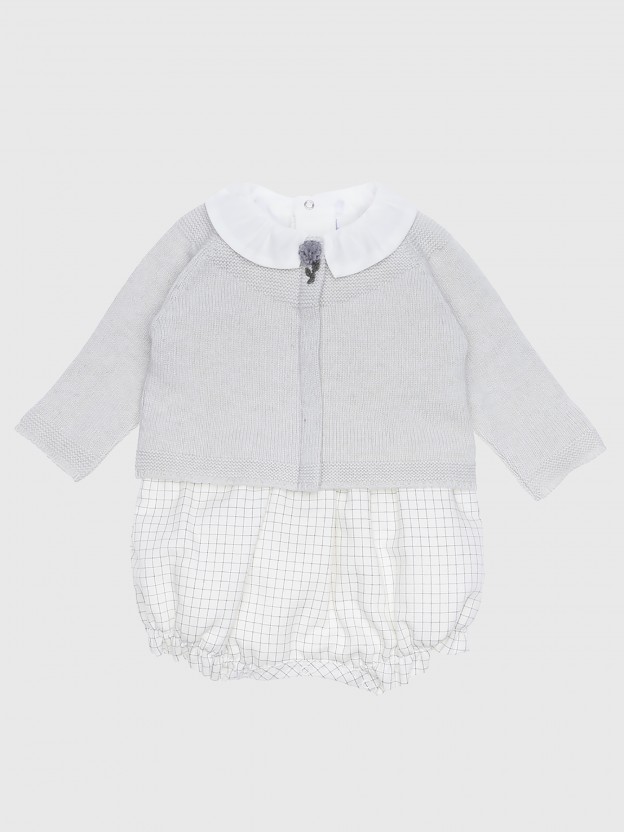 Ensemble barboteuse et pull tricot