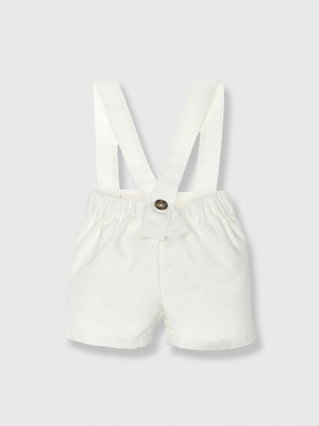 Cotton canvas shorts with straps