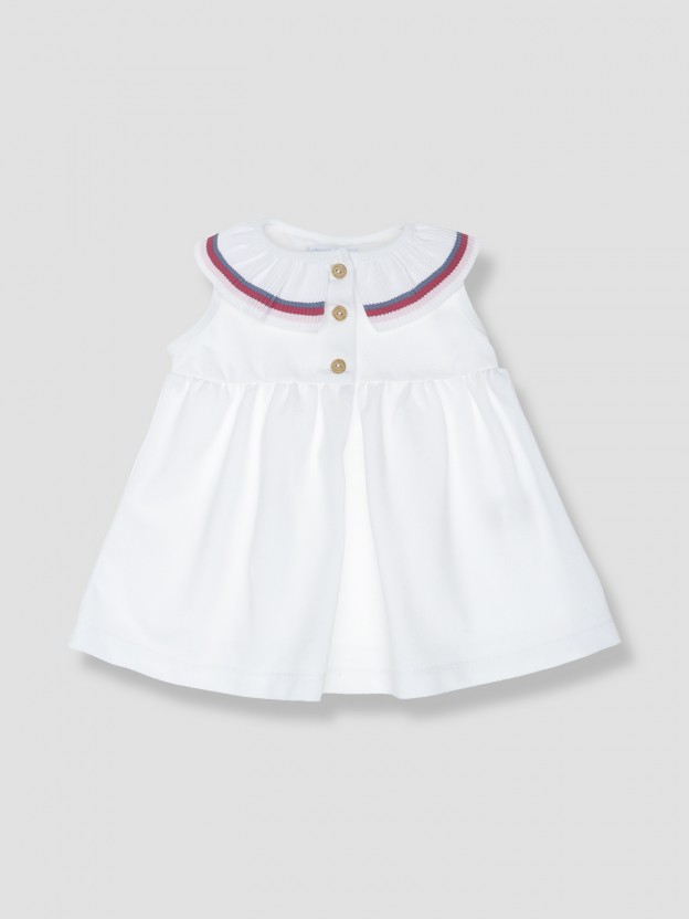 Pique dress with frill collar