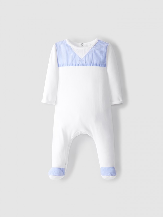 Jersey babygrow with striped details