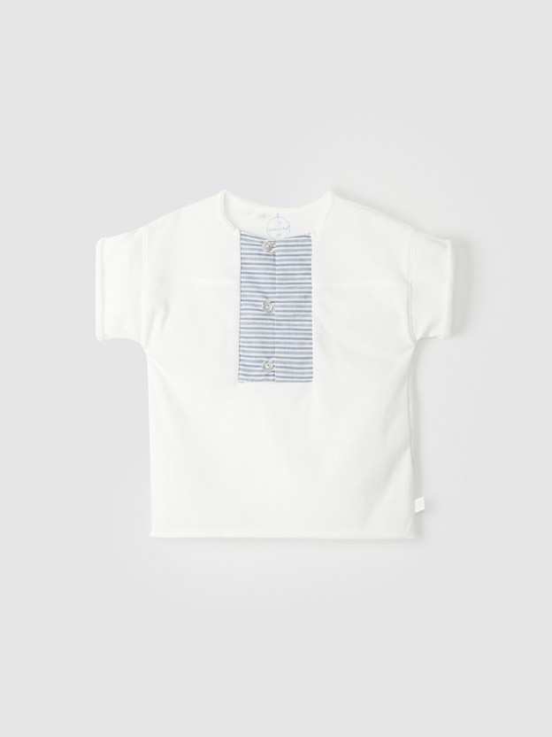 Cotton t-shirt with neckline detail