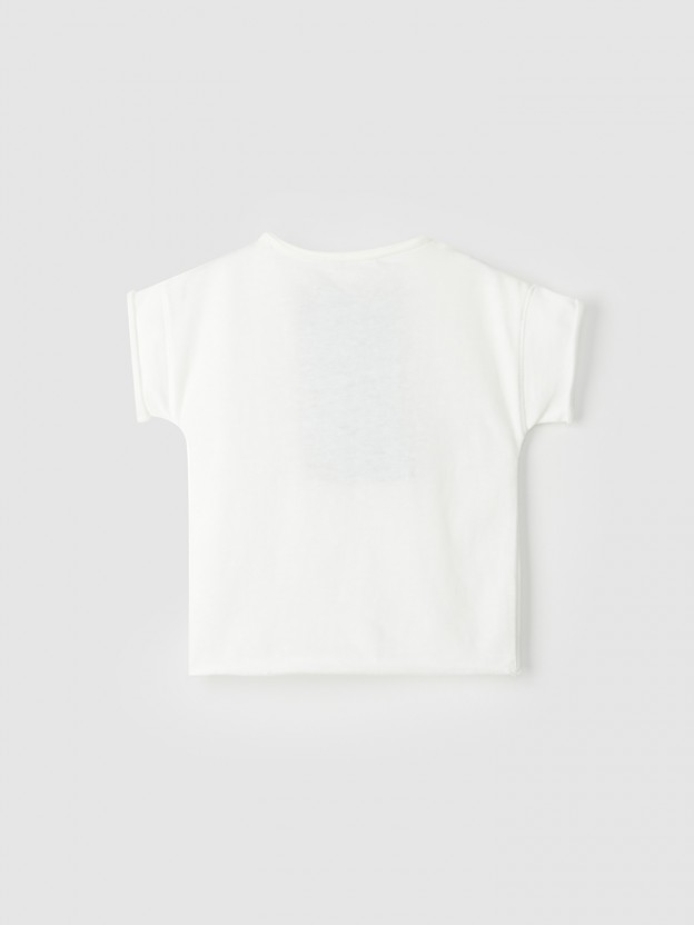 Cotton t-shirt with neckline detail