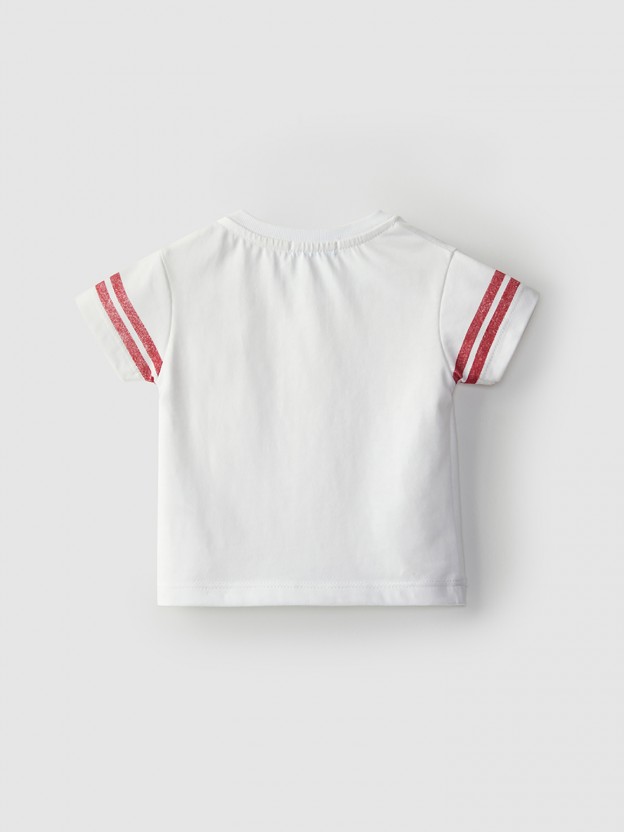 T-shirt with stripes on sleeves