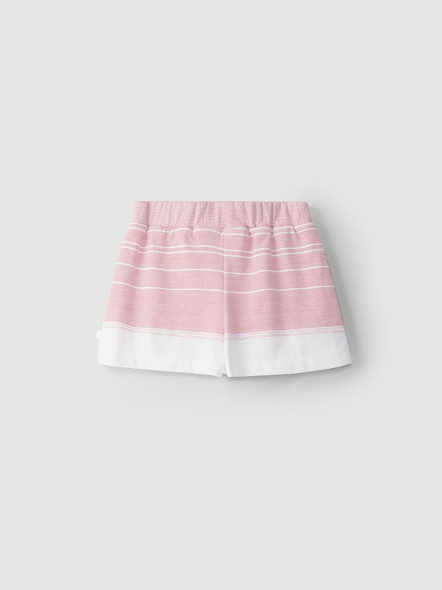 Wide striped pique shorts