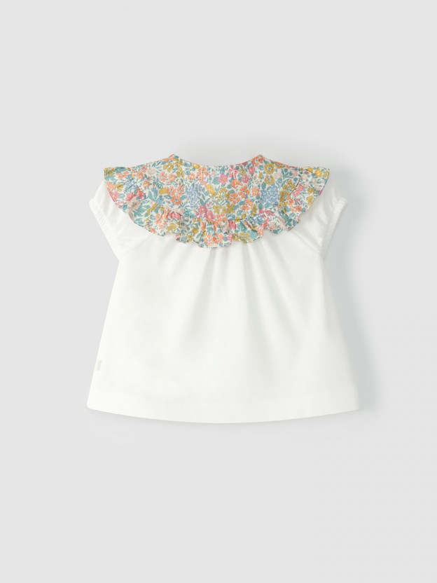 Cotton blouse with floral Liberty chest