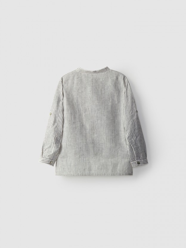 Camisa de lino con cuello Mao