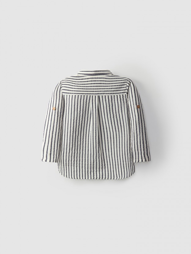 Seersucker effect tunic style shirt