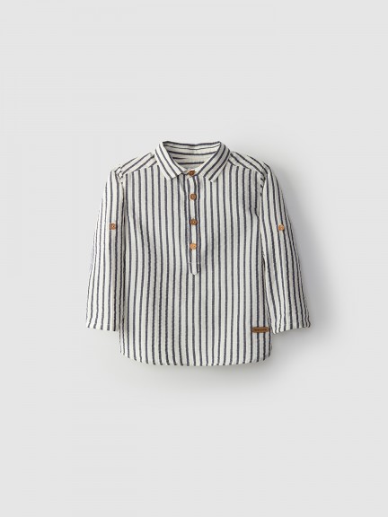 Seersucker effect tunic style shirt